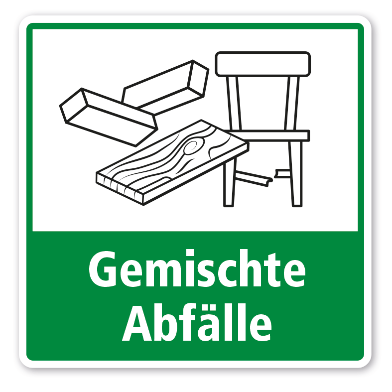 Schild zur Abfalltrennung - Gemischte Abfälle