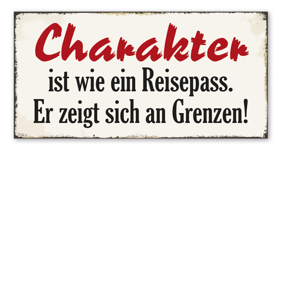 Retroschild Charakter ist wie ein Reisepass - Er zeigt sich an Grenzen