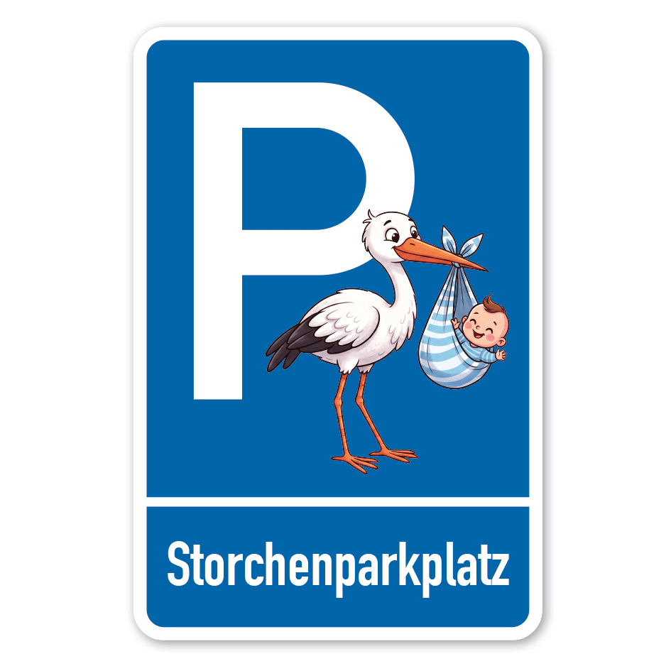 Parkplatzschild Storchenparkplatz