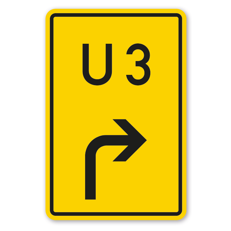 Umleitungsschild Nummerierte Umleitung - Rechtsweisend – VZ-455-20 - Verkehrsschild