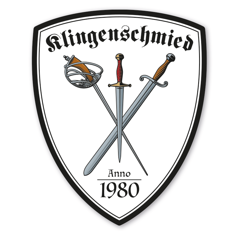 Zunftwappen Klingenschmied - Waffenschmied - Schmied mit Zunftnamen, Gründungsjahr oder Ihrem Wunschtext - Maibaumschild - Wappen W