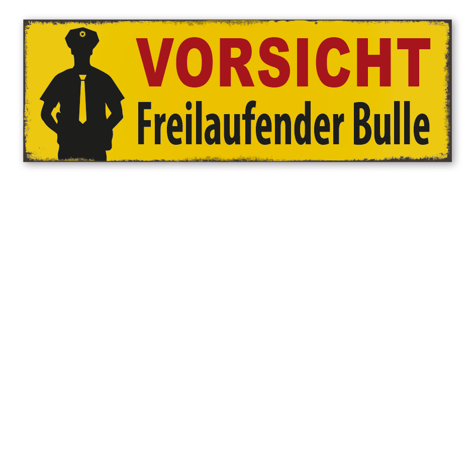 Retroschild Vorsicht - Freilaufender Bulle