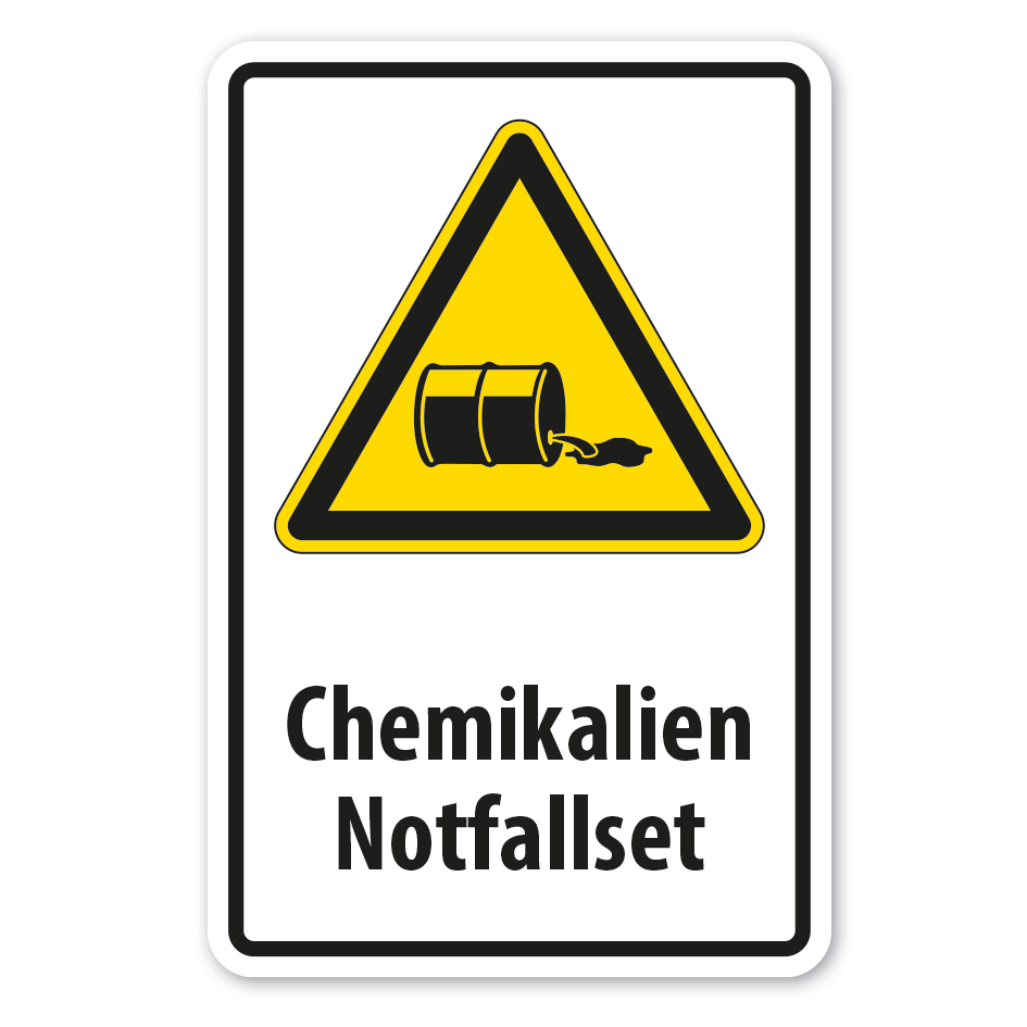 Warnschild Chemikalien Notfallset