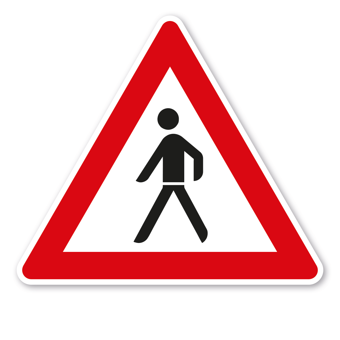 Verkehrsschild Achtung Fußgänger - Aufstellung rechts – VZ 133-10