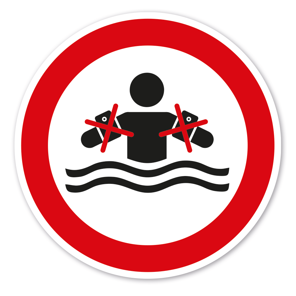Verbotszeichen Die Benutzung von Schwimmhilfen ist im Schwimmerbecken nicht erlaubt