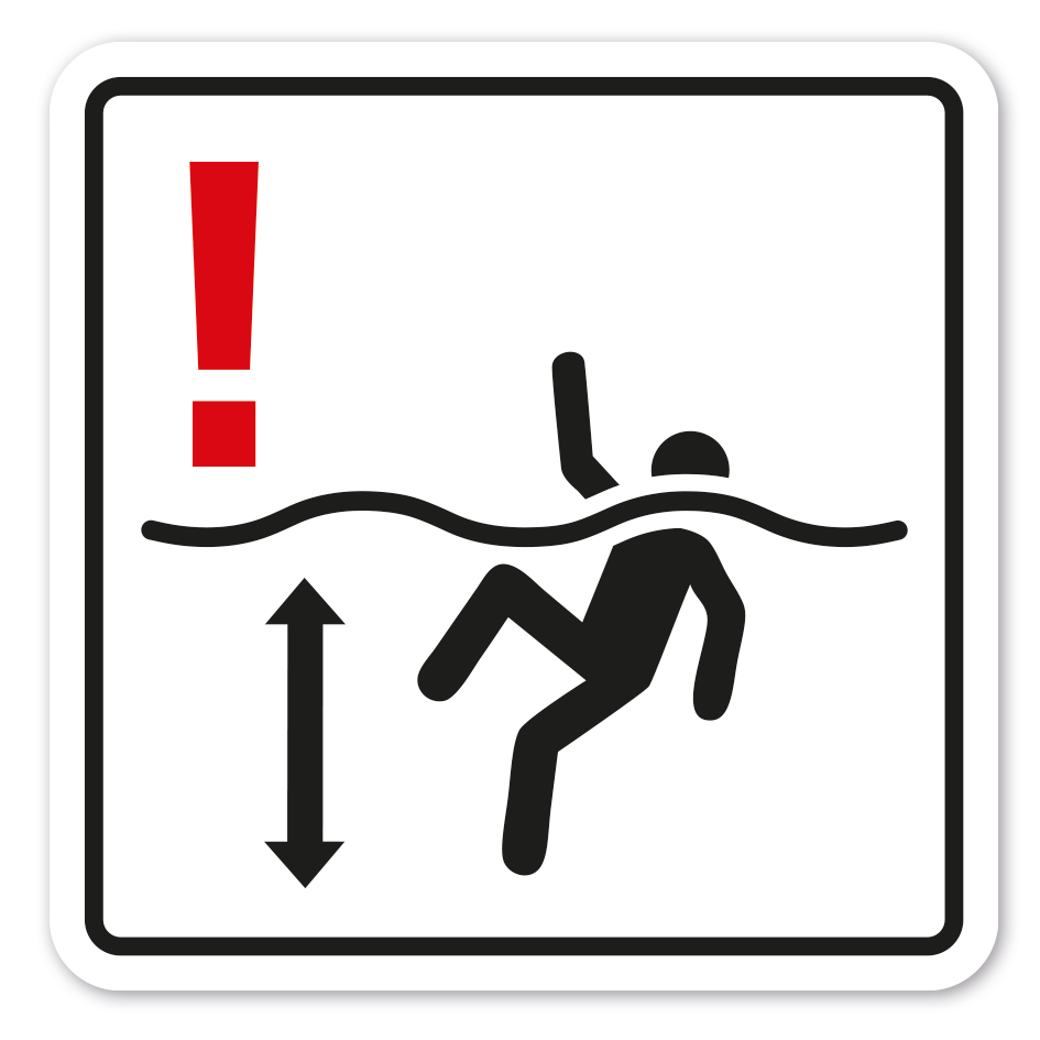 Informationsschild Tiefes Wasser