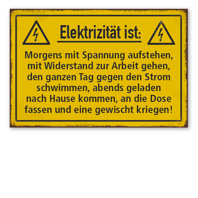 Retro Schild Erklärung der Elektrizität