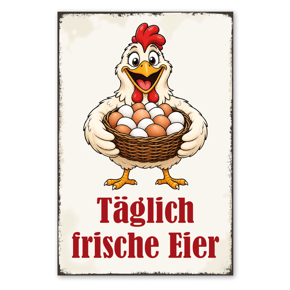 Retroschild Täglich frische Eier