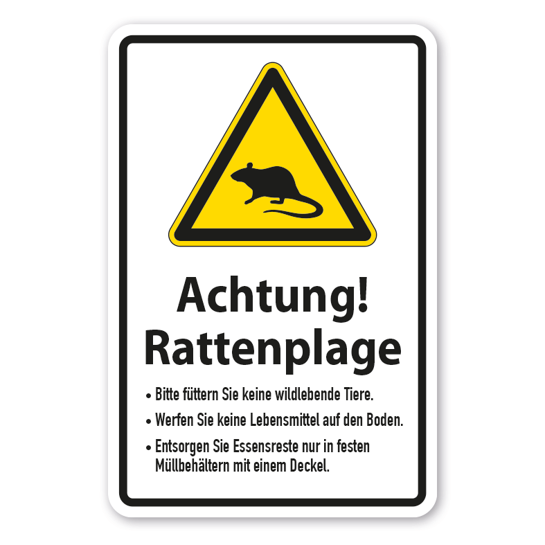 Warnschild Achtung Rattenplage - mit Hinweisen