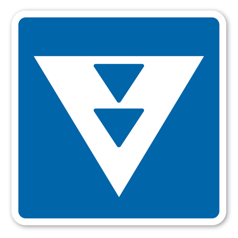 Schifffahrtszeichen Liegestelle für andere Fahrzeuge als Fahrz. der Schubschifffahrt, die die zwei blauen Lichter oder die zwei blauen Kegel führen müssen – E5.10