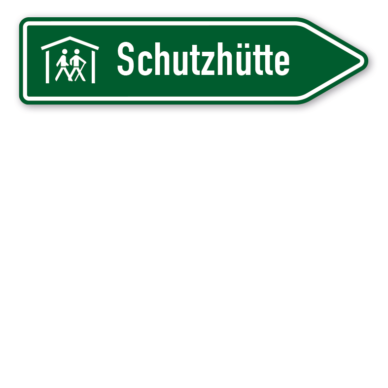 Pfeilschild / Pfeilwegweiser Schutzhütte