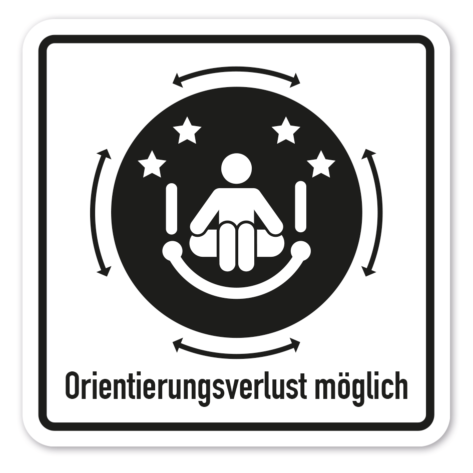 Informationsschild Orientierungsverlust möglich – Wasserreifenrutsche