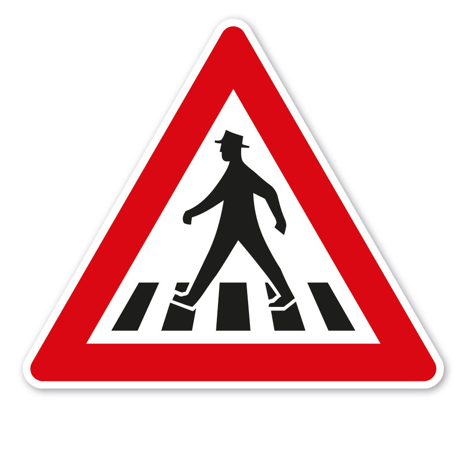Verkehrsschild Achtung Fußgängerüberweg - Aufstellung rechts (alte Ausführung - nicht mehr gültig) – VZ-PR-232