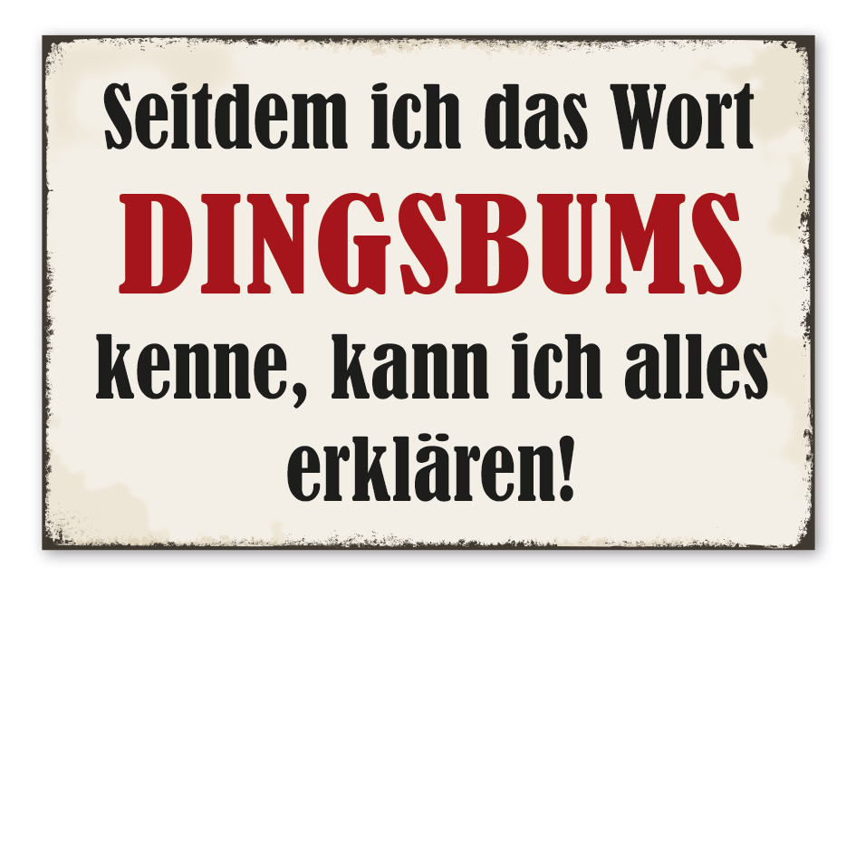 Retroschild Seitdem ich das Wort Dingsbums kenne, kann ich alles erklären