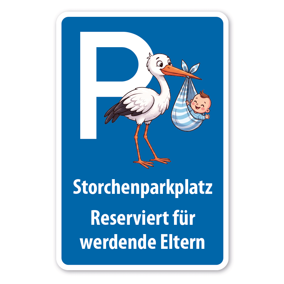 Parkplatzschild Storchenparkplatz - Reserviert für werdende Eltern - Verkehrsschild