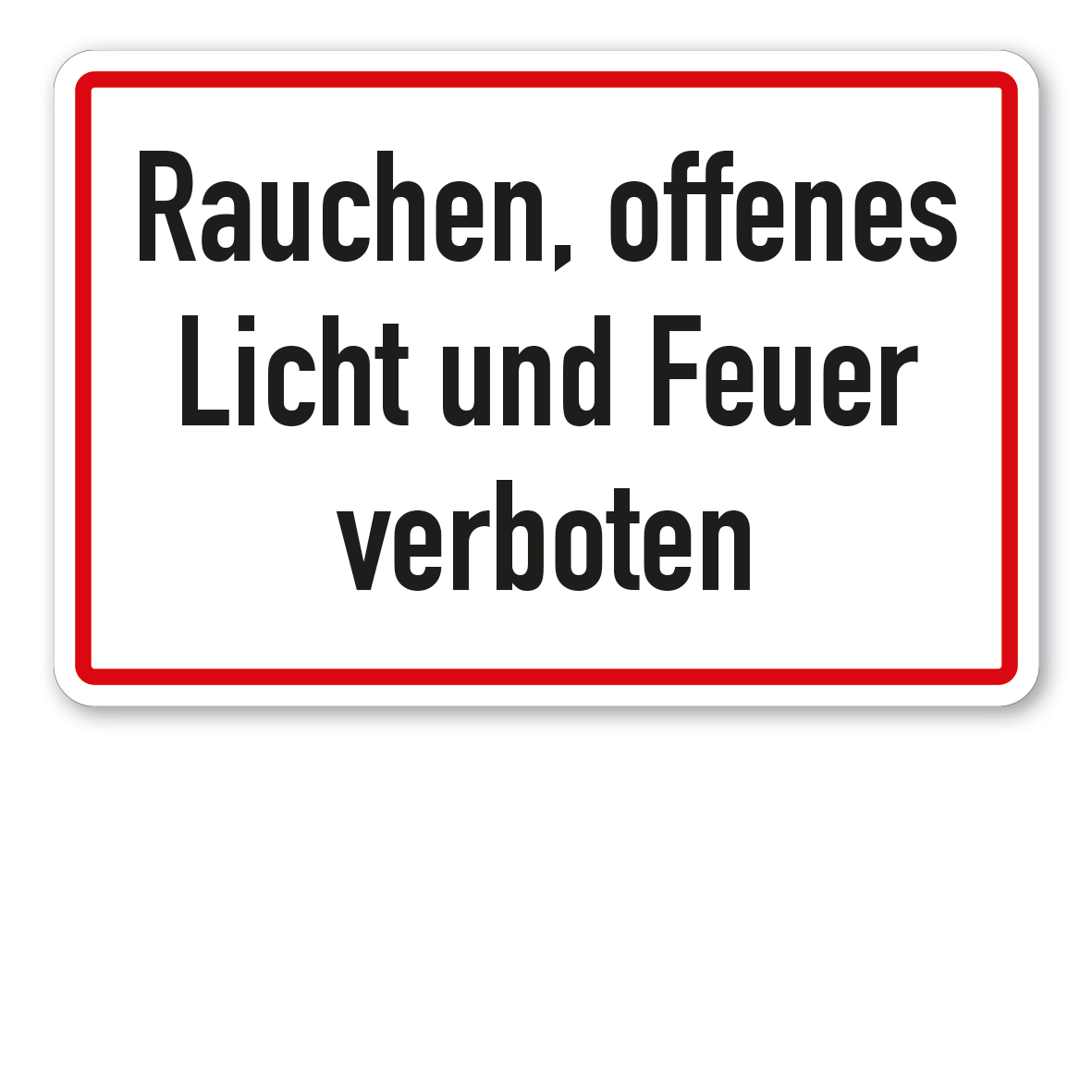 Brandschutzschild Rauchen, offenes Licht und Feuer verboten