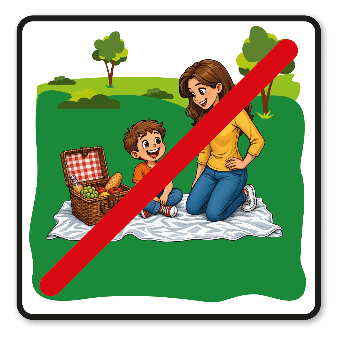 SP-01-P124 – Auf Rasenfläche Decken ausbreiten, Picknick verboten