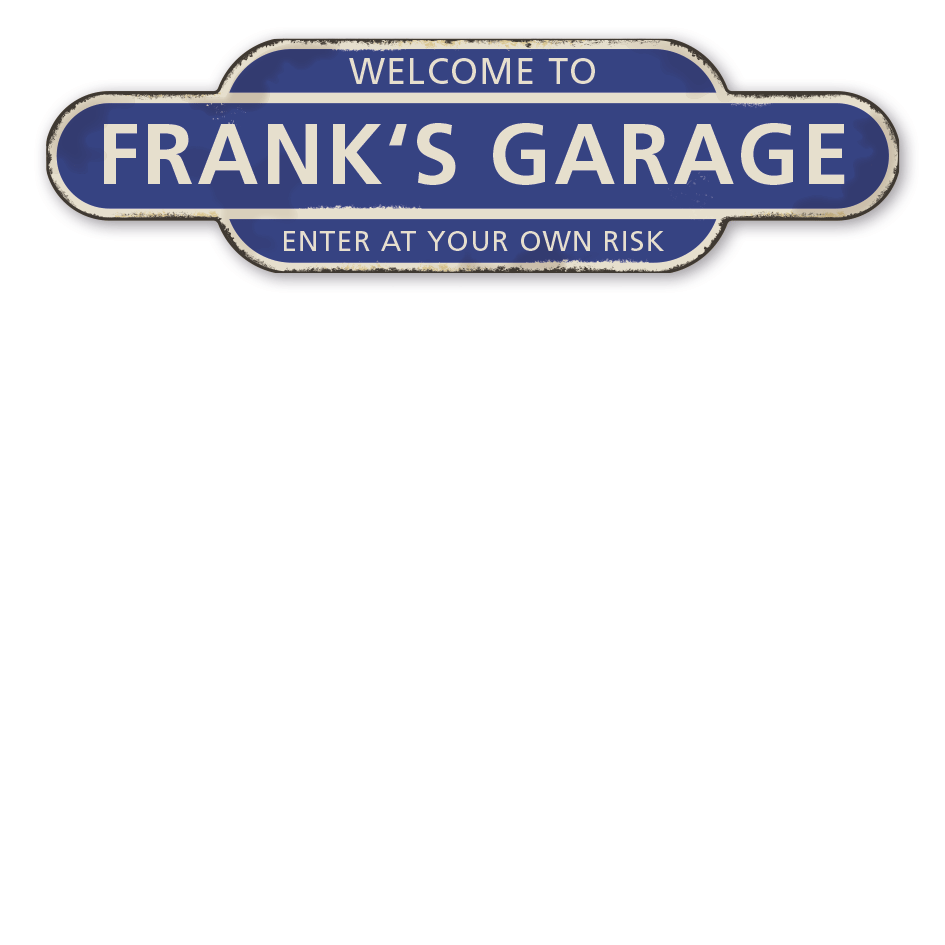 Retroschild WELCOME TO - Ihr Name - GARAGE - ENTER AT YOUR OWN RISK