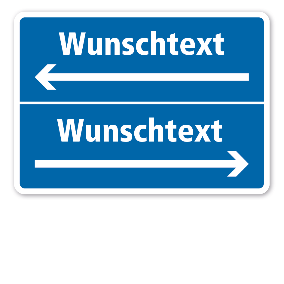 Parkplatzschild für zwei Parkplatzhinweise – mit individuellen Angaben und Richtungspfeilen