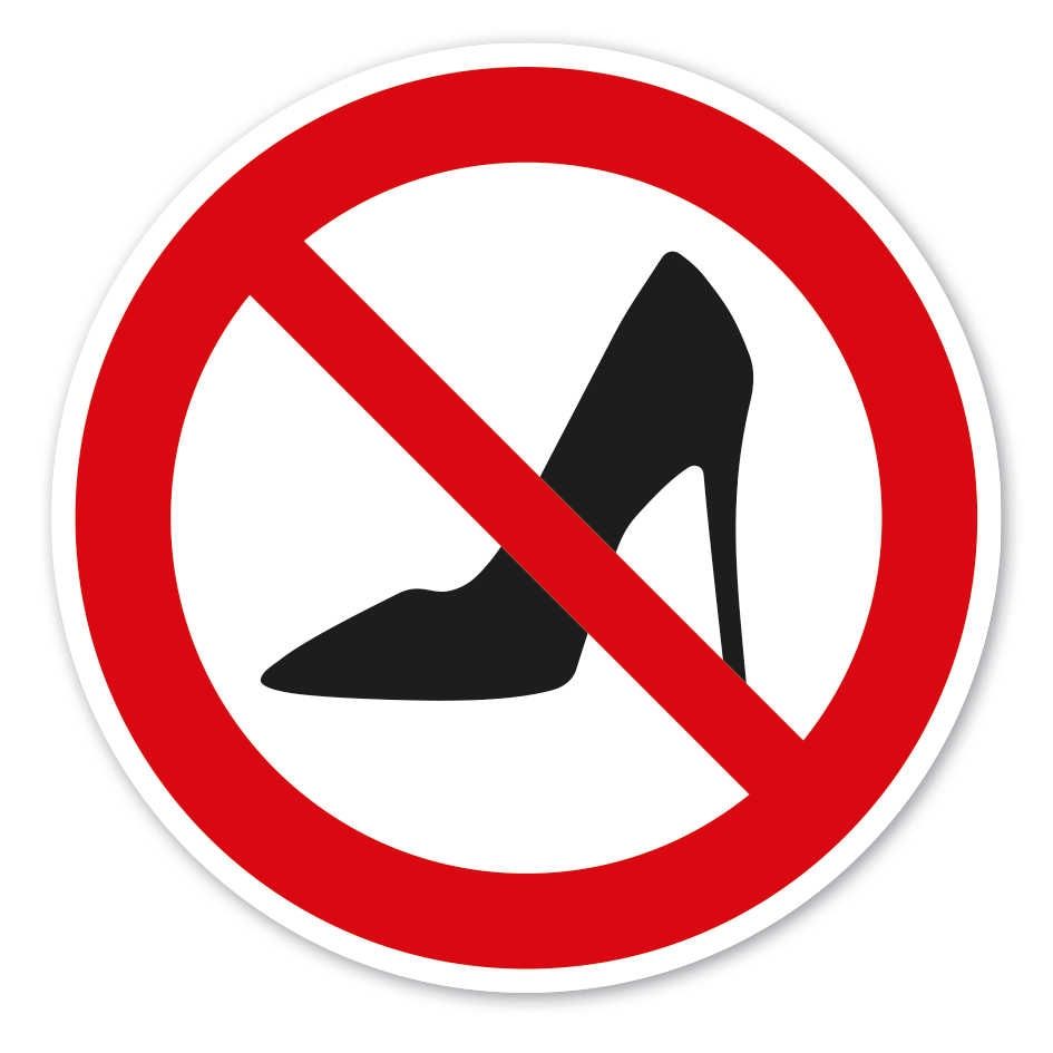 Verbotszeichen High Heels, Stöckelschuhe verboten